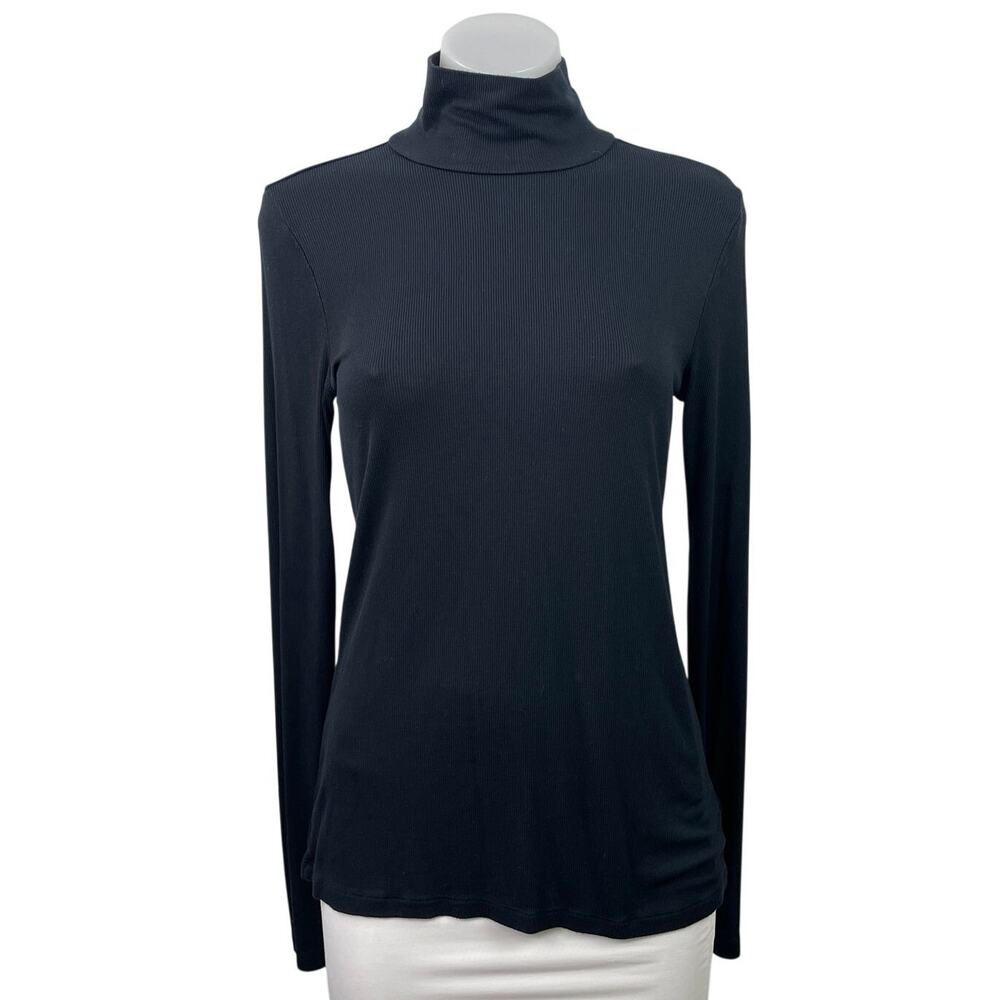 Aritzia Babaton Women's Black Rib Knit Long Sleeve Turtle Neck Sweater Top Sz S